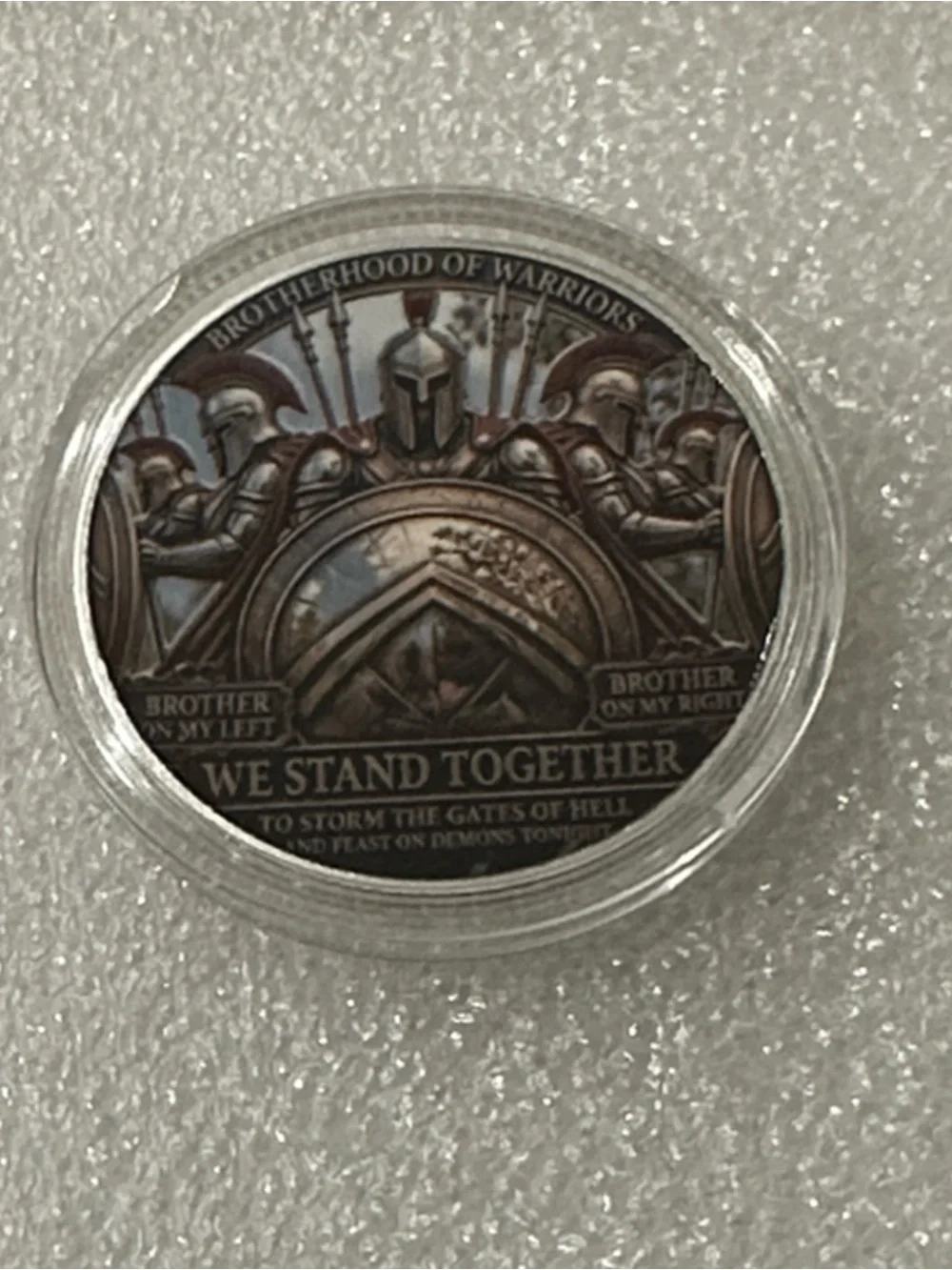 Commemorative Silver Tone Knight Challenge Coin - “Call On Me Brother”